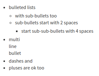 Markdown bullets